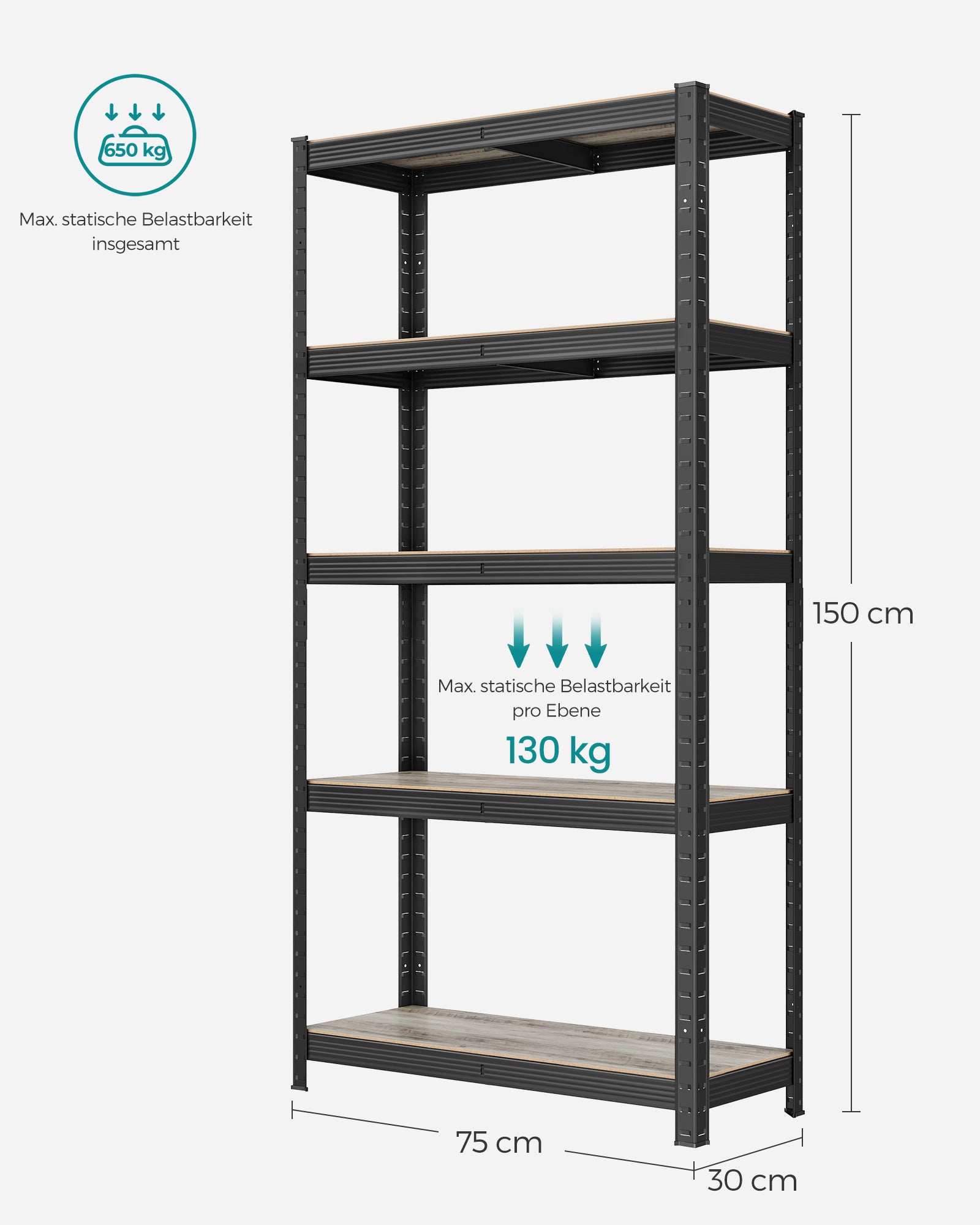 2er Set Lagerregal 150 cm hoch