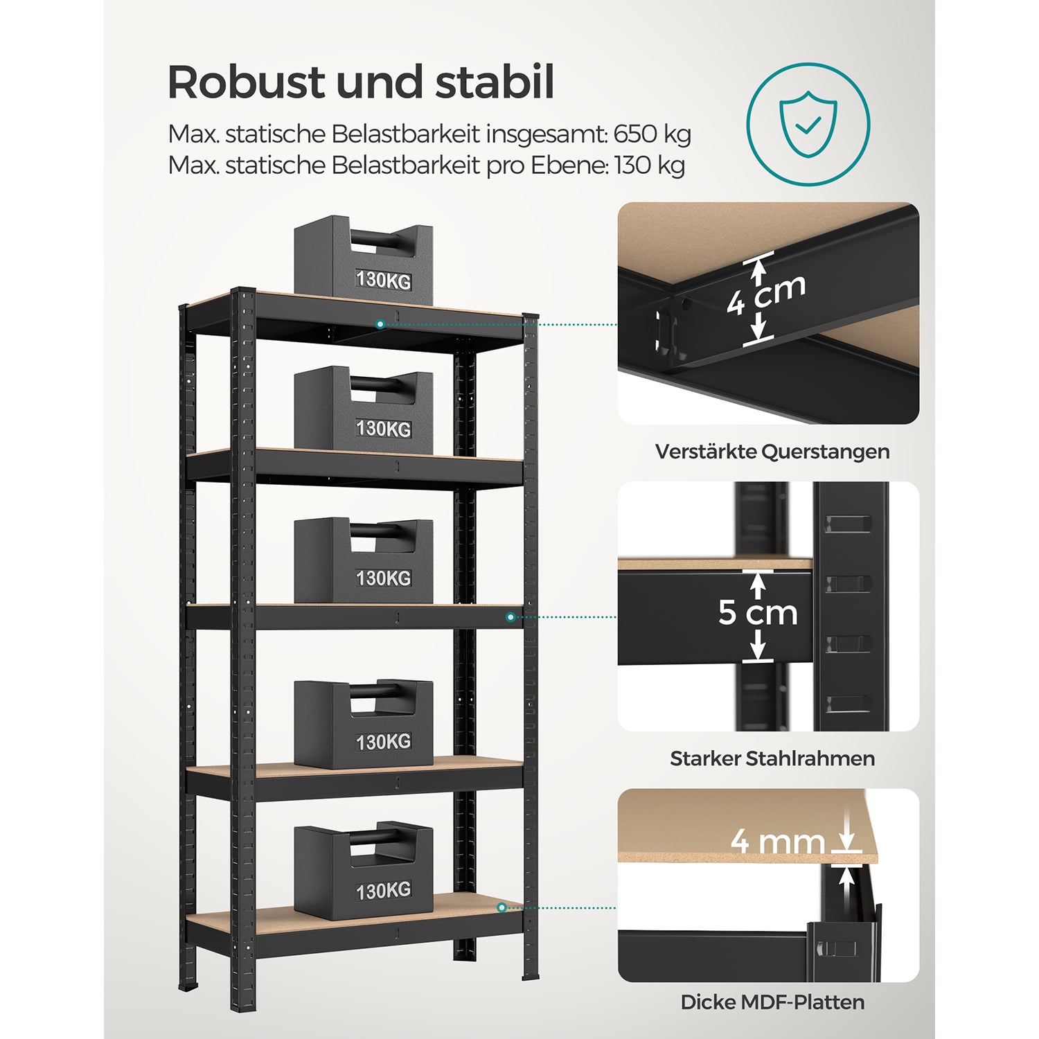 Regal mit Stahlgestell schwarz