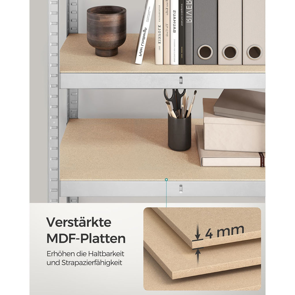 Regal mit Stahlgestell silbern