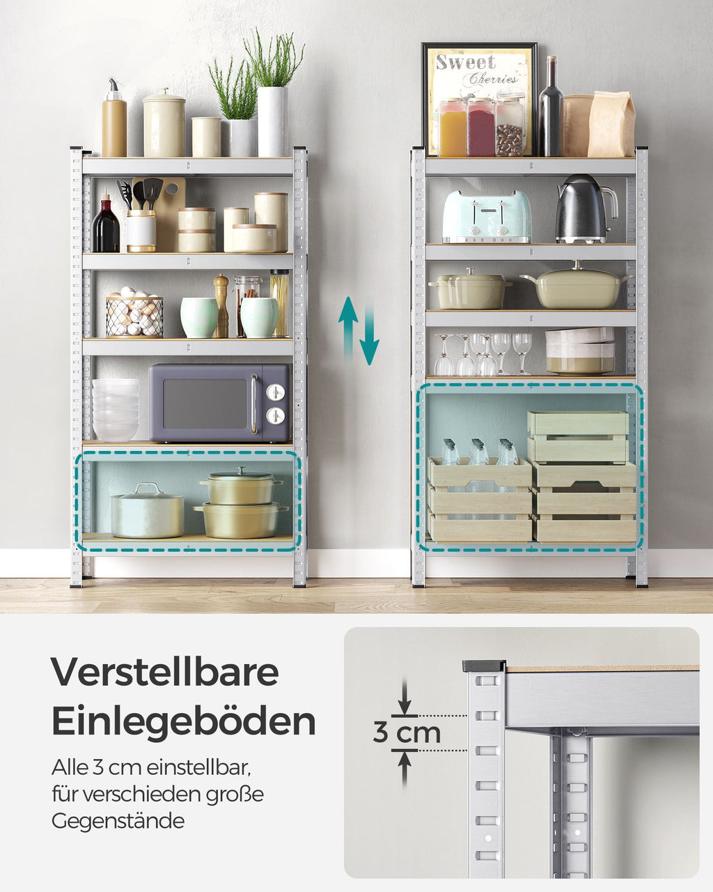 Schwerlastregal mit Stahlgestell silbern