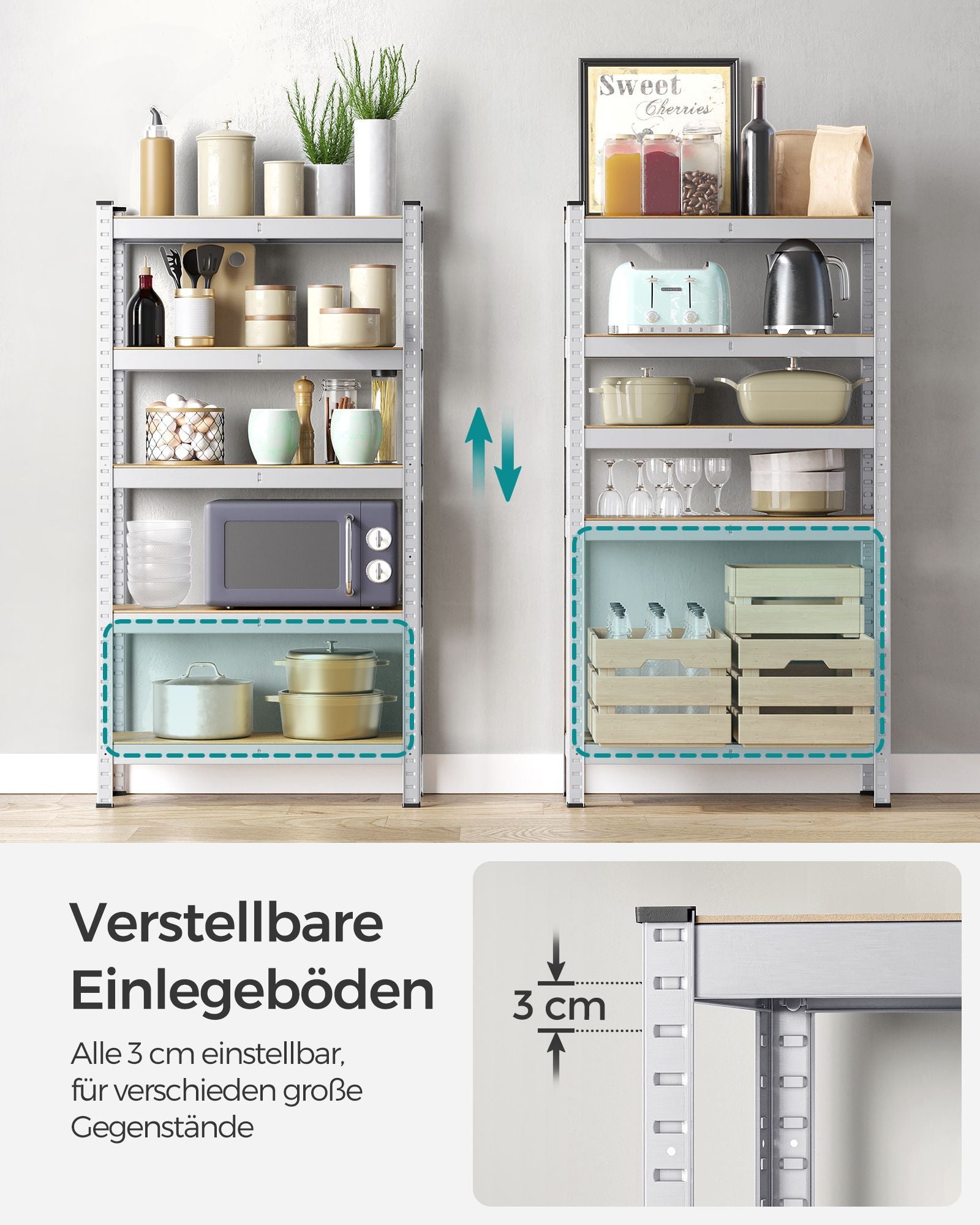 Schwerlastregal mit Stahlgestell silbern