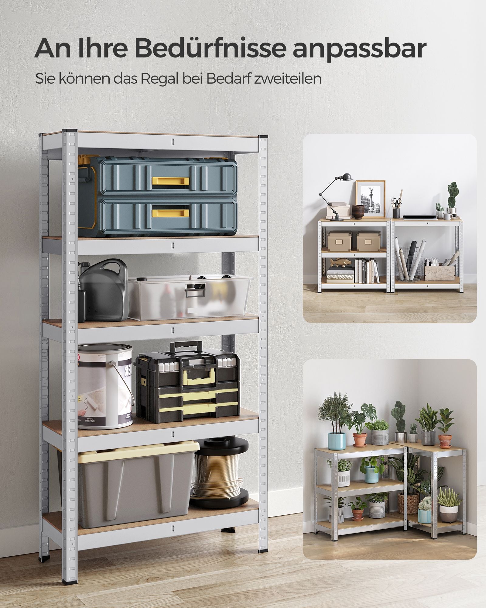 Schwerlastregal mit Stahlgestell silbern