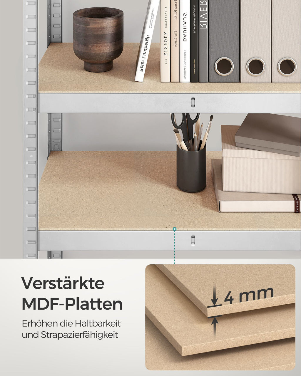 Schwerlastregal mit Stahlgestell silbern
