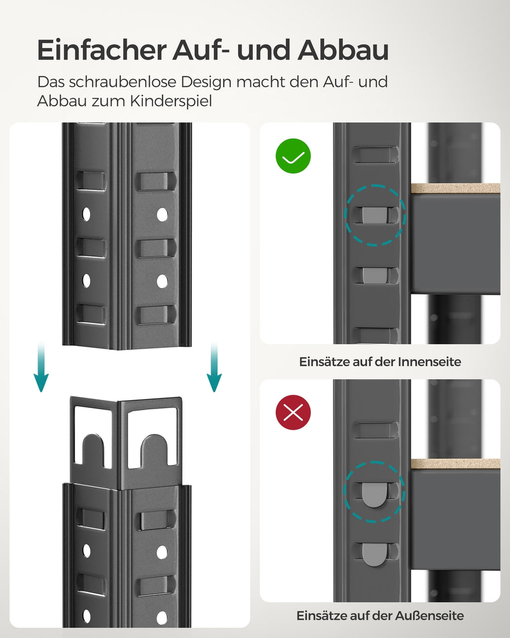 Schwerlastregal mit 5 verstellbaren Ablagen 30 x 75 x 150 cm grau