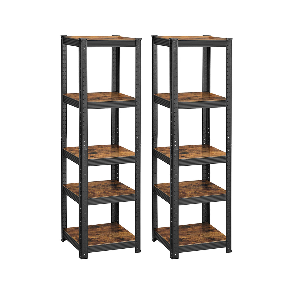 2er Set Schwerlast-Regal schmal mit 5 Ablagen