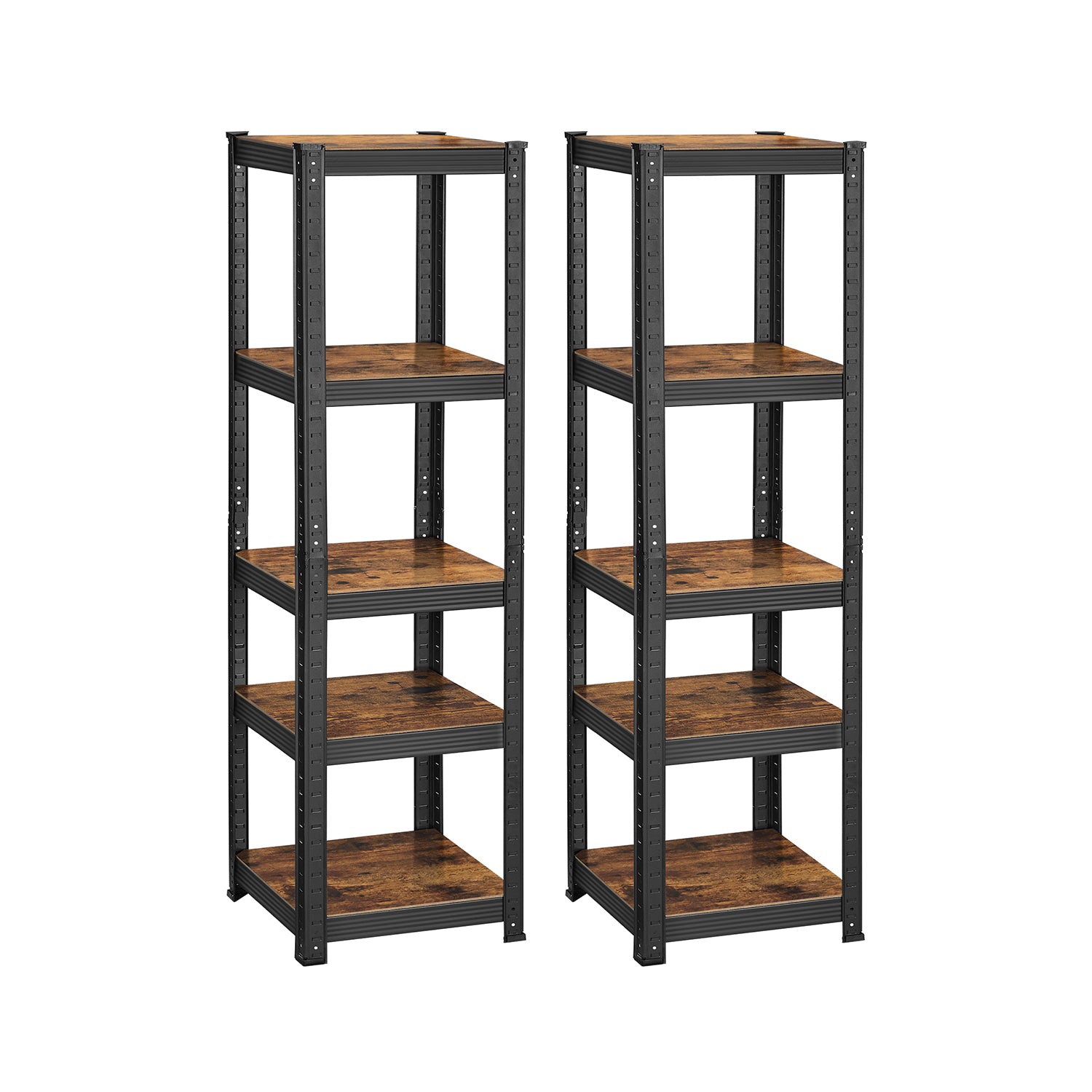 2er Set Schwerlast-Regal schmal mit 5 Ablagen