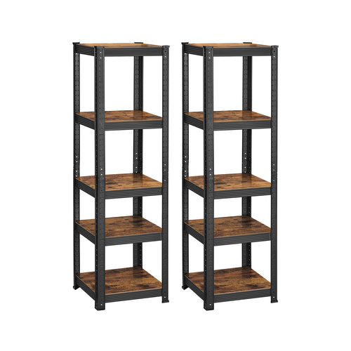 2er Set Schwerlast-Regal schmal mit 5 Ablagen