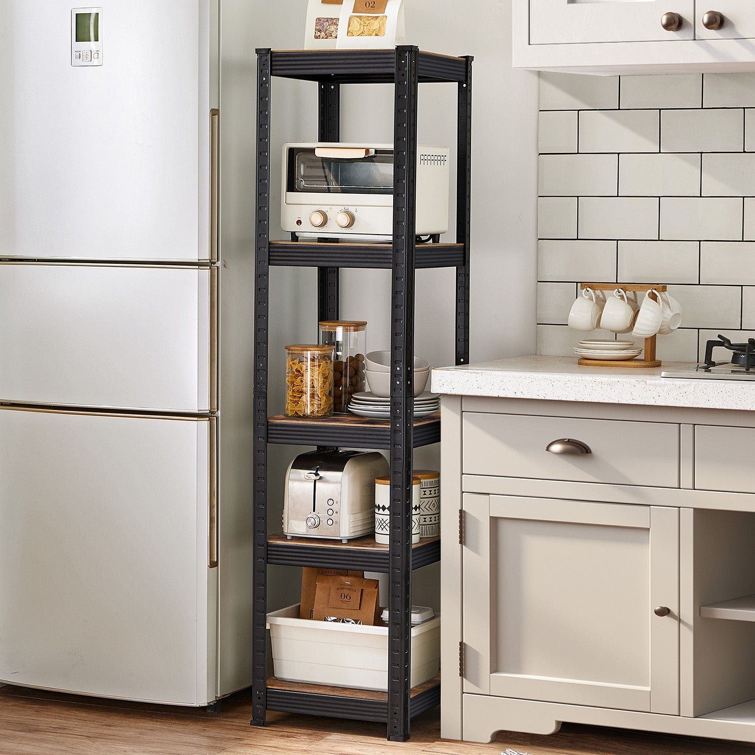 2er Set Schwerlast-Regal schmal mit 5 Ablagen
