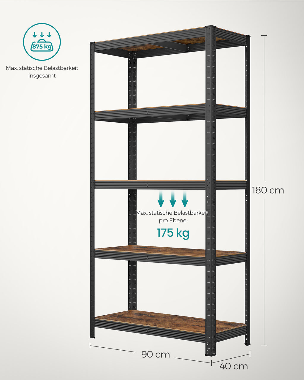 2er Set Standregal 180 cm hoch