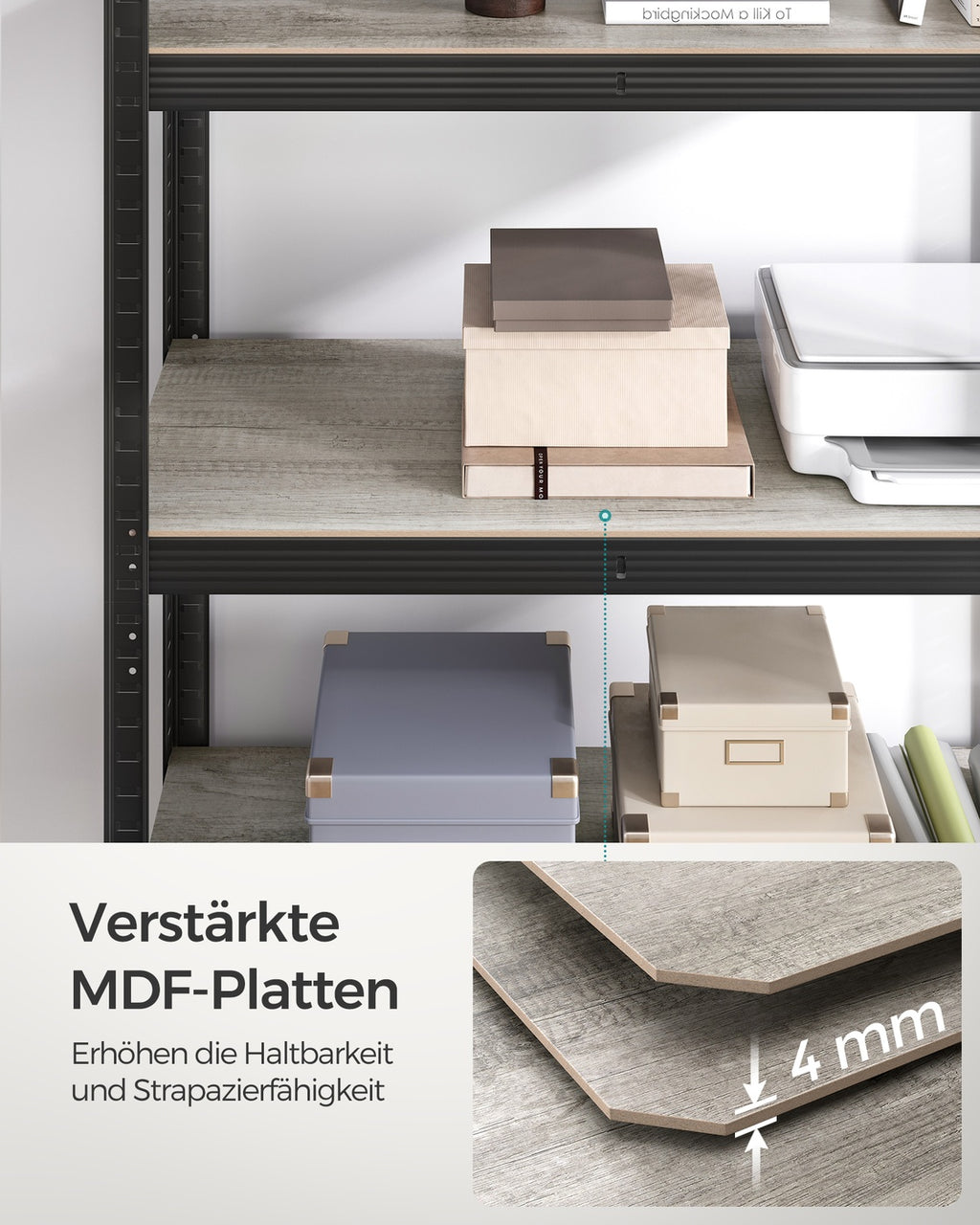 Standregal verstellbar mit 5 Ablagen 40 x 90 x 180 cm Greige-schwarz