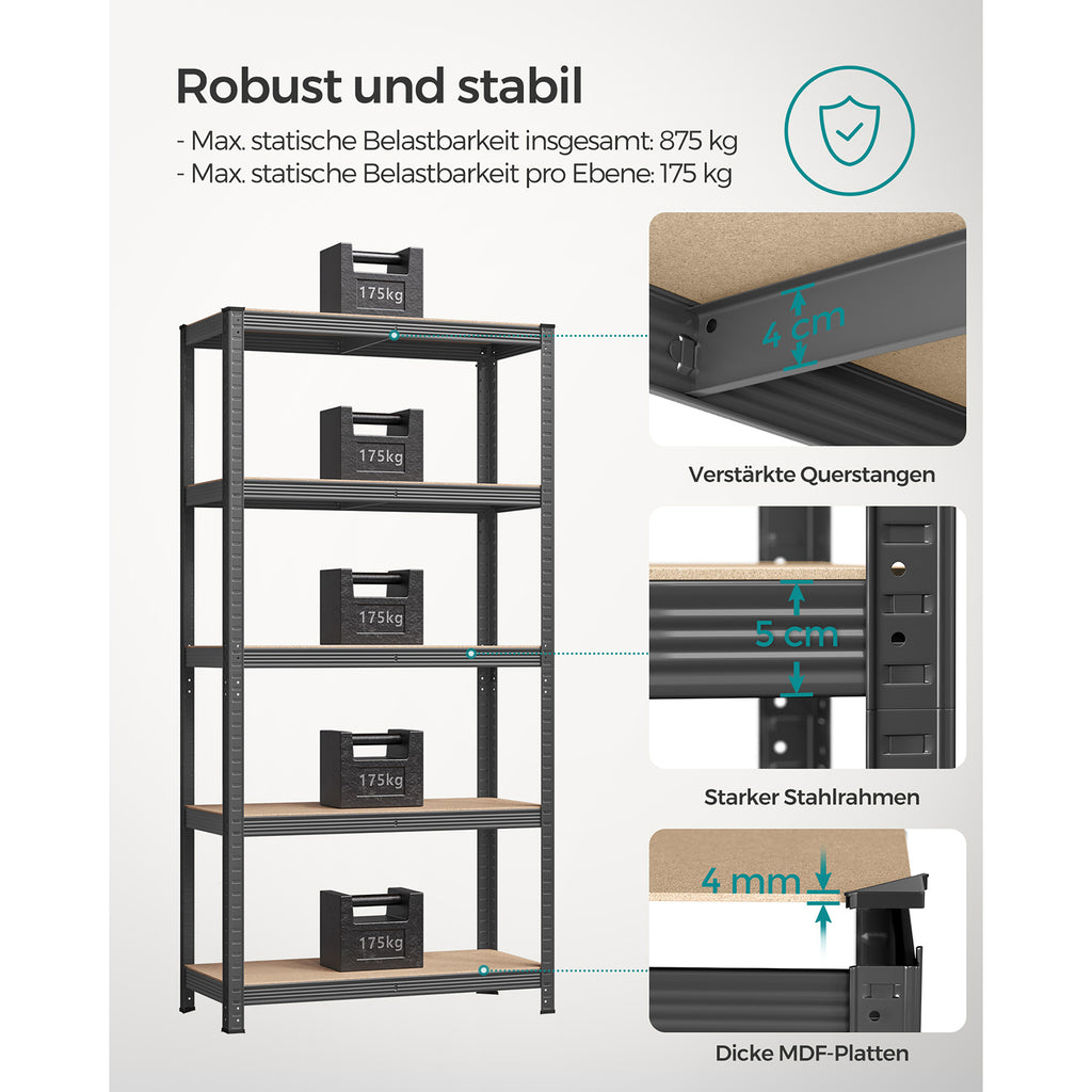 2er Set Kellerregal 180 cm hoch grau