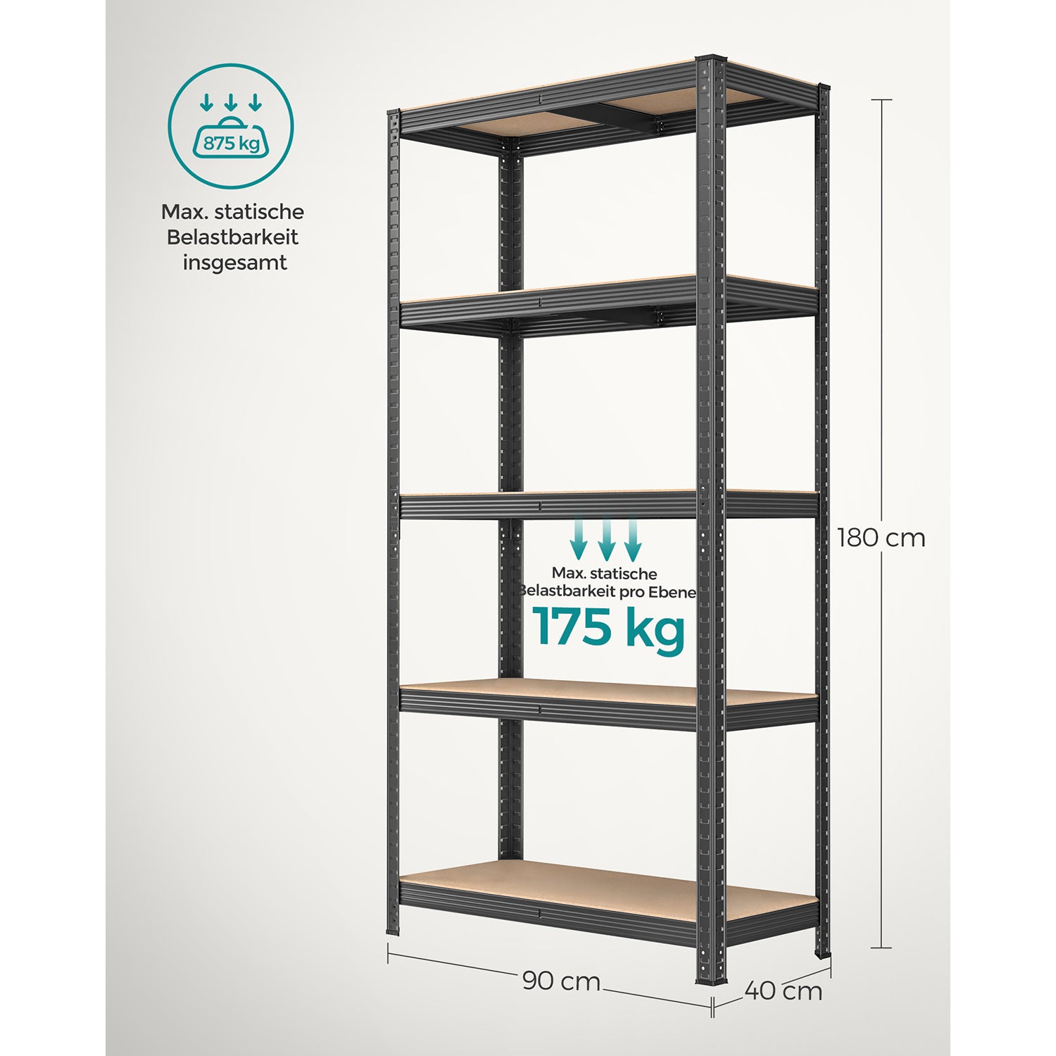 2er Set Kellerregal 180 cm hoch grau