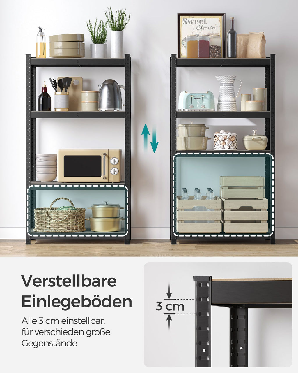 Schwerlastregal mit Stahlgestell schwarz
