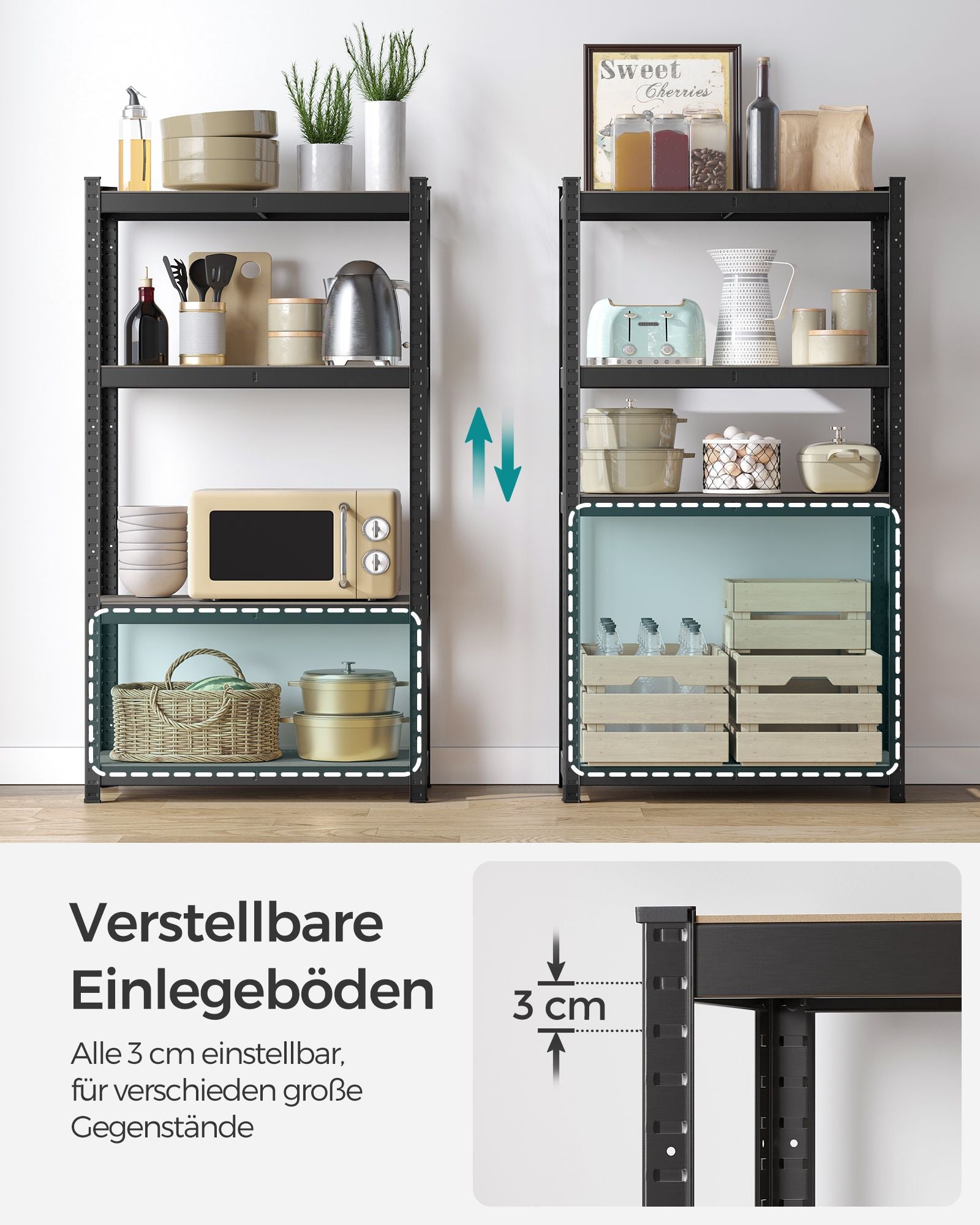 Schwerlastregal mit Stahlgestell schwarz