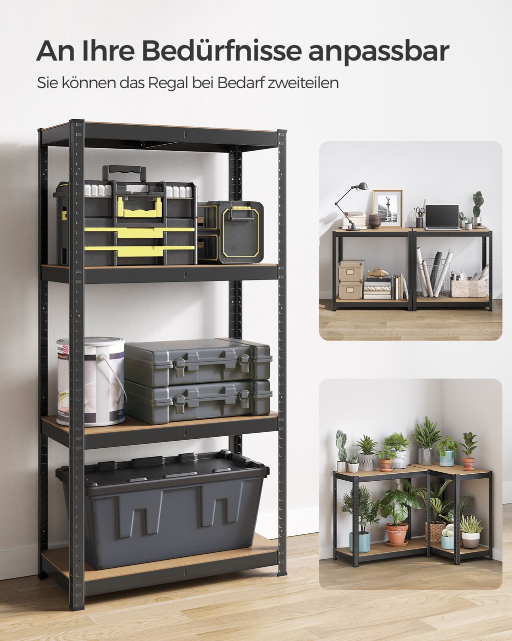 Schwerlastregal mit Stahlgestell schwarz