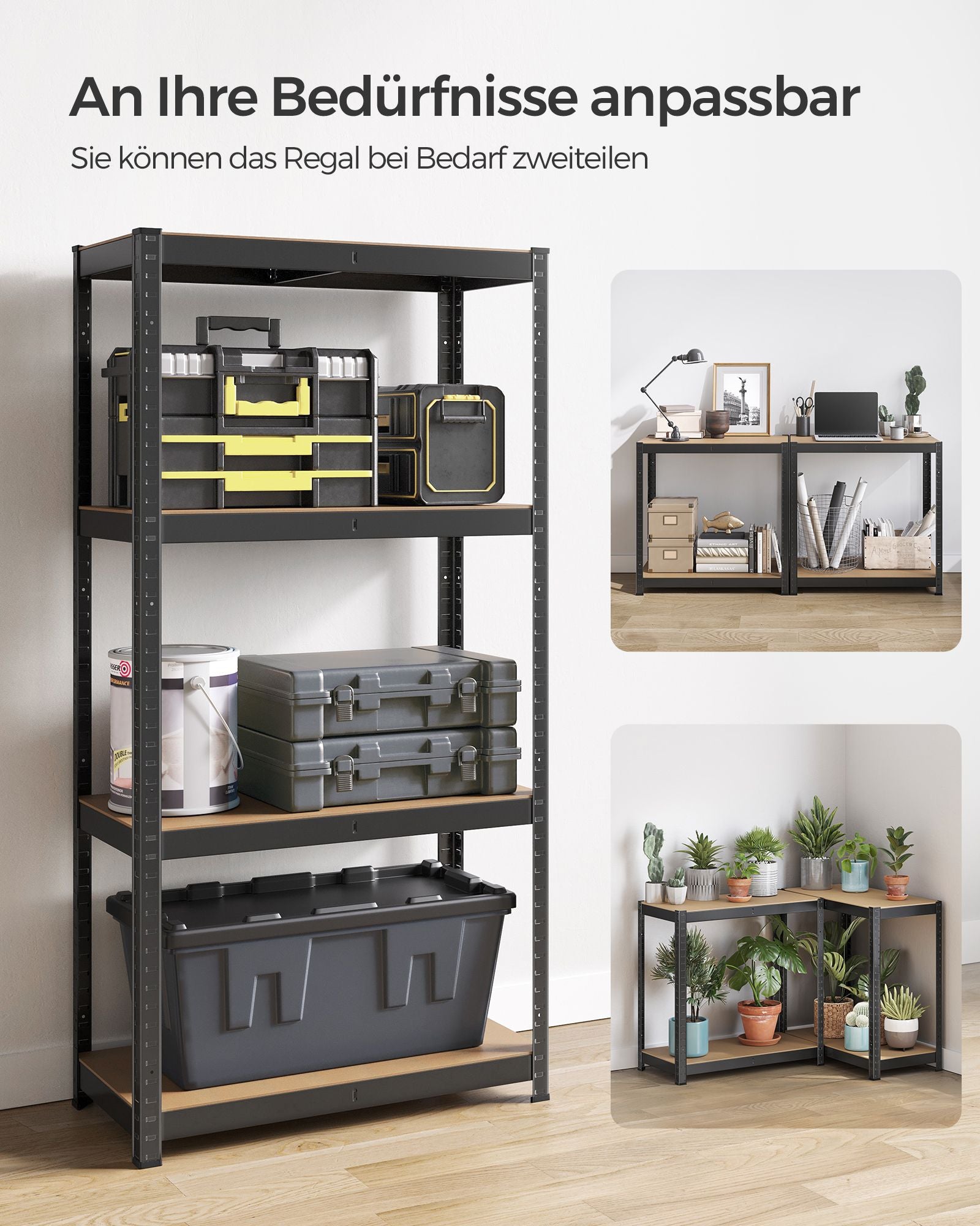 Schwerlastregal mit Stahlgestell schwarz