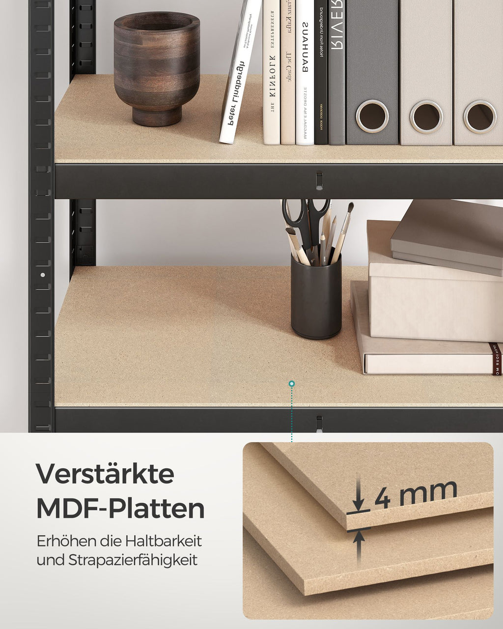 Schwerlastregal mit Stahlgestell schwarz