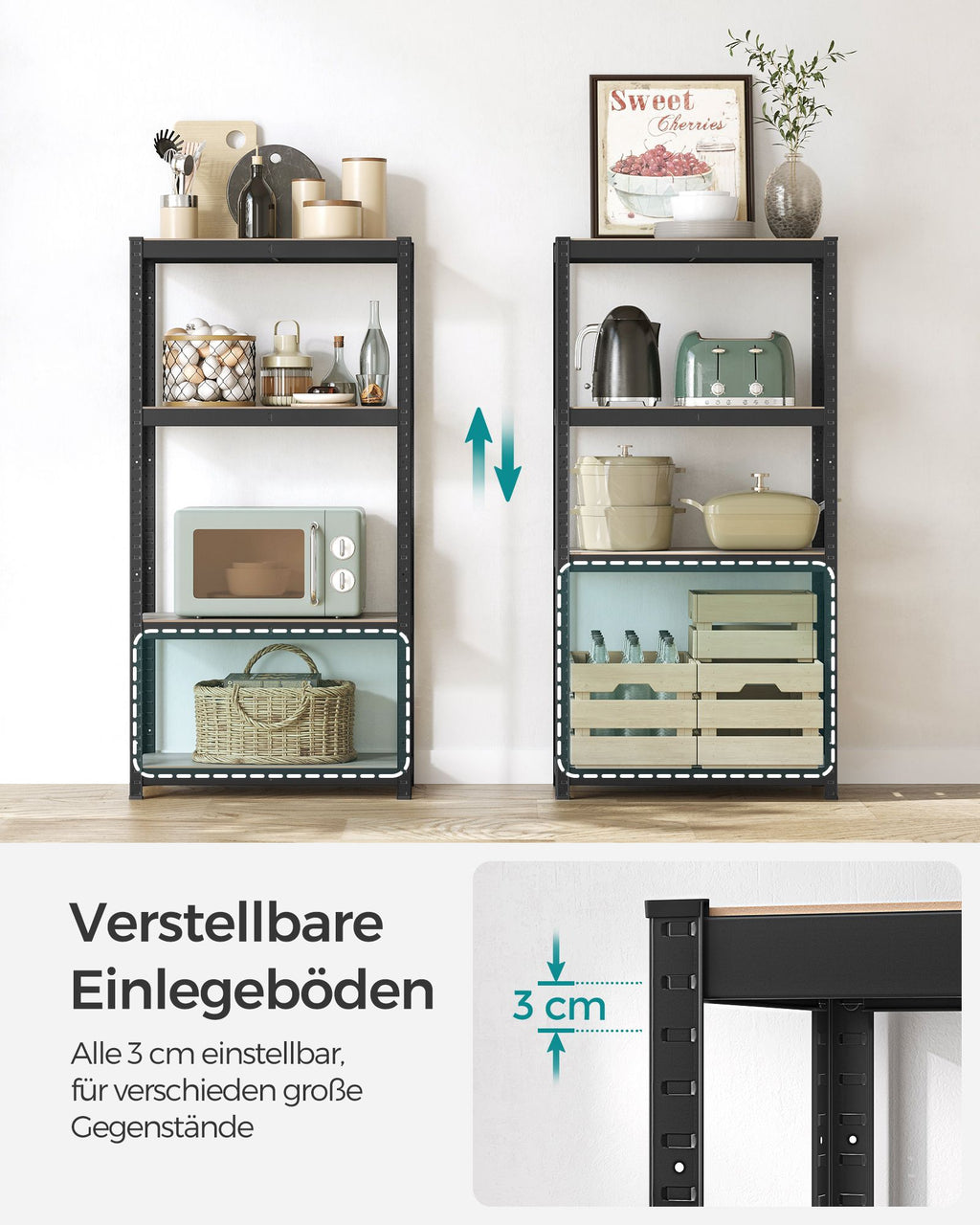 Standregal 40 x 80 x 160 cm mit 4 verstellbaren Ablagen
