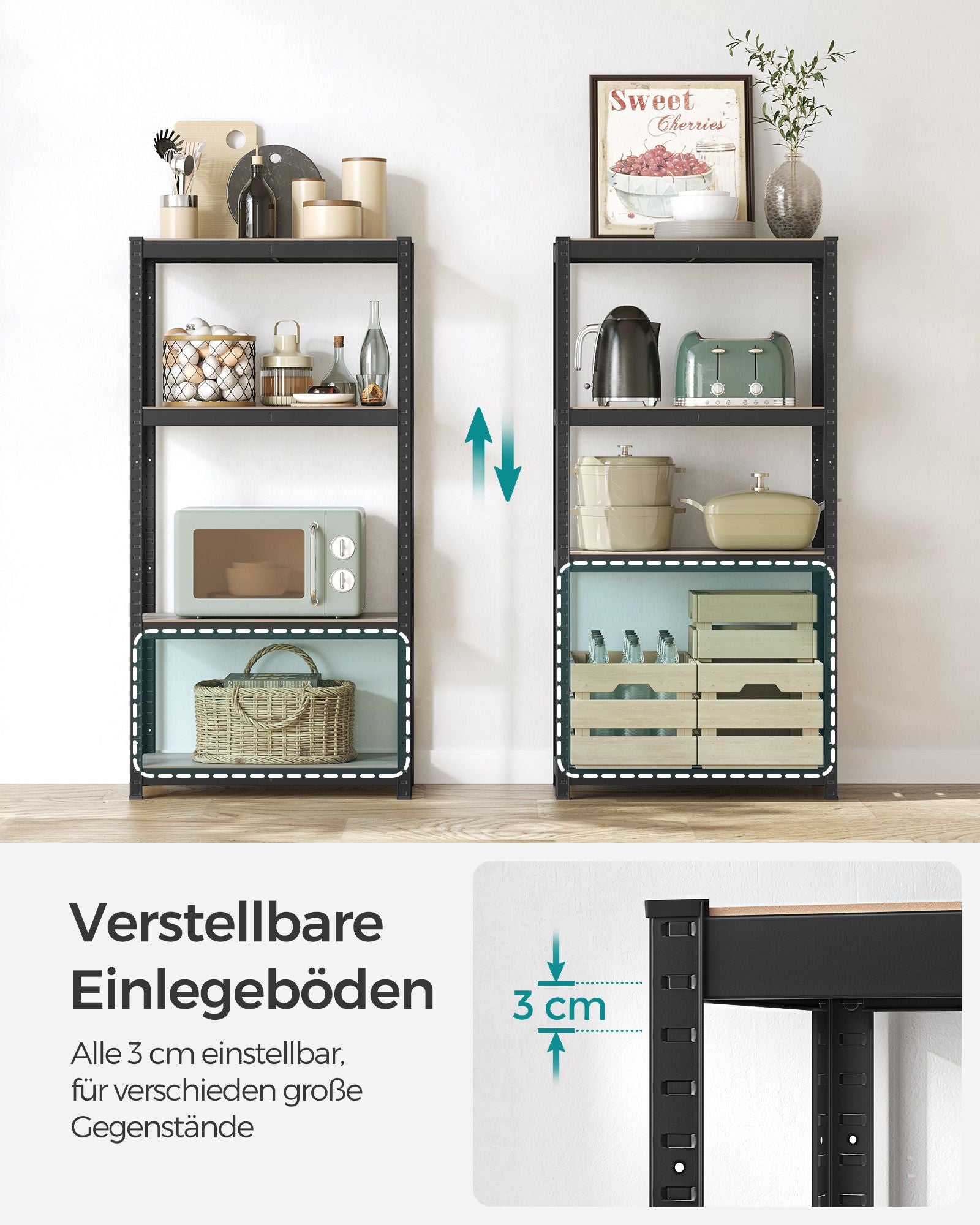 Standregal 40 x 80 x 160 cm mit 4 verstellbaren Ablagen