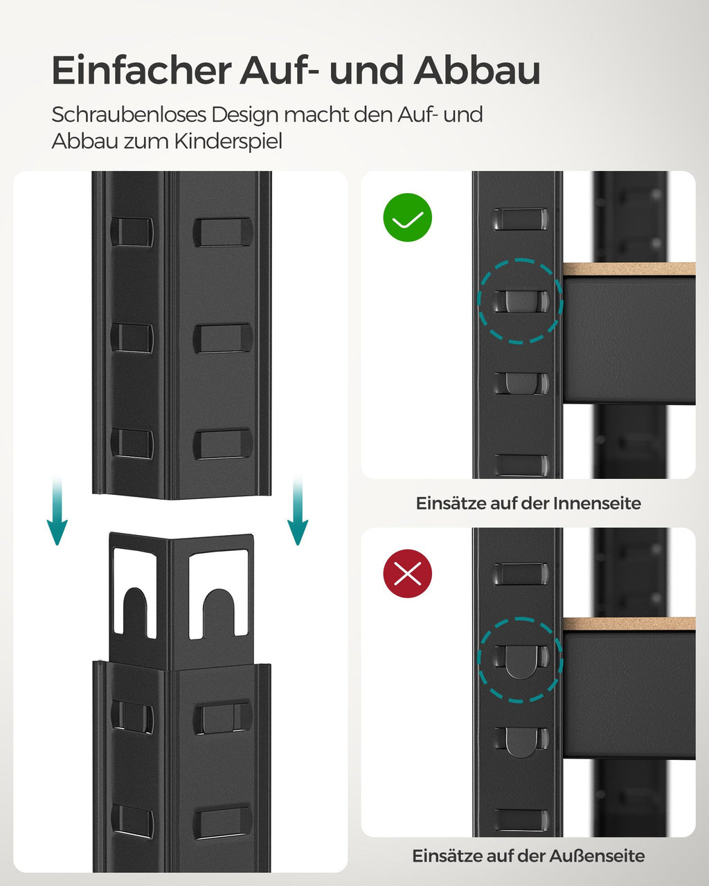 Standregal 40 x 80 x 160 cm mit 4 verstellbaren Ablagen