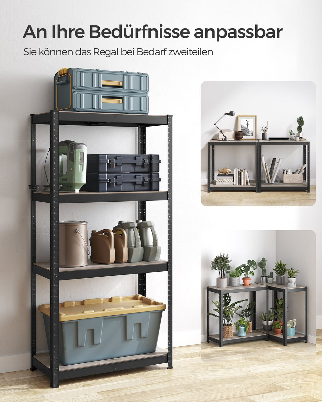 Standregal 40 x 80 x 160 cm mit 4 verstellbaren Ablagen