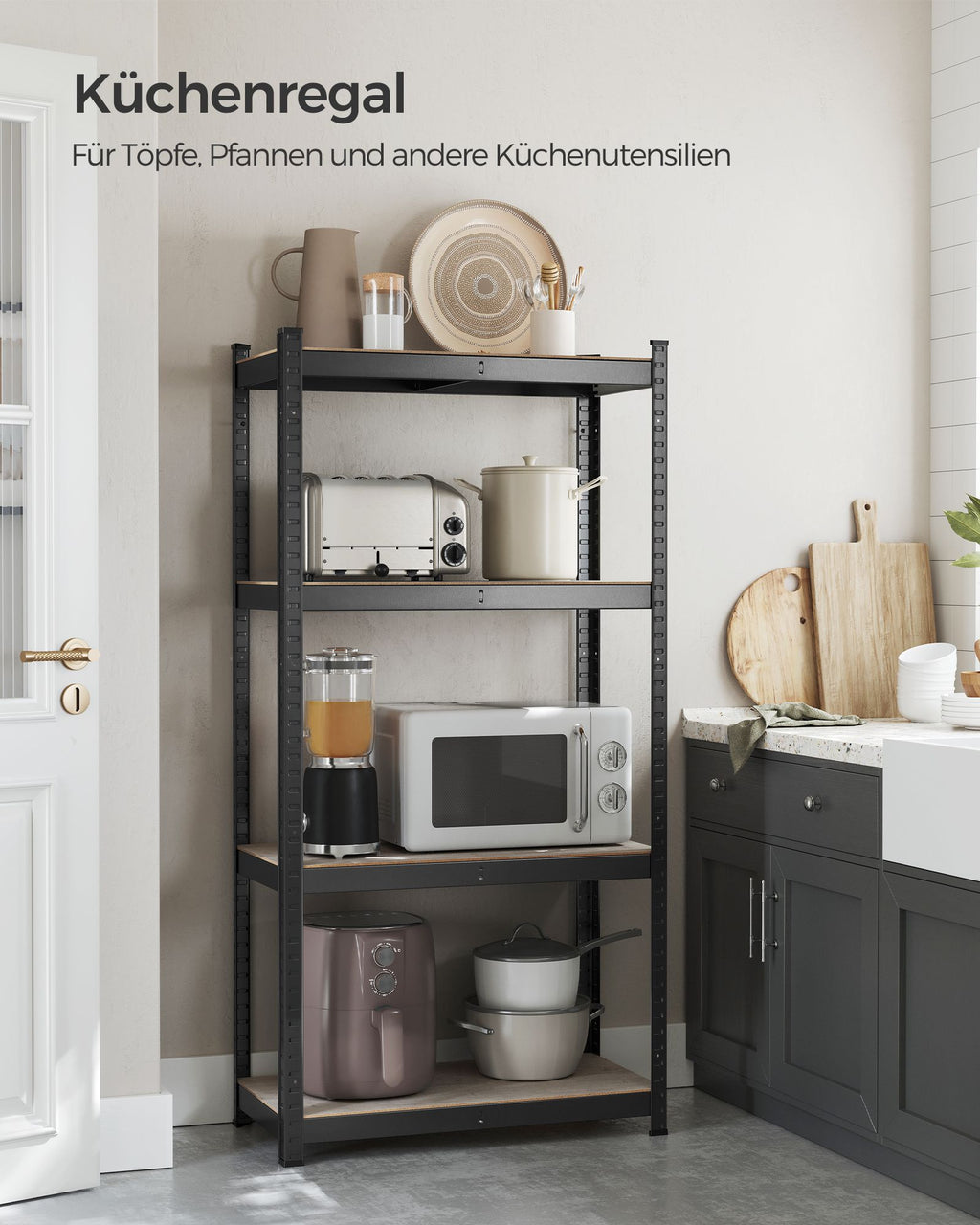 Standregal 40 x 80 x 160 cm mit 4 verstellbaren Ablagen