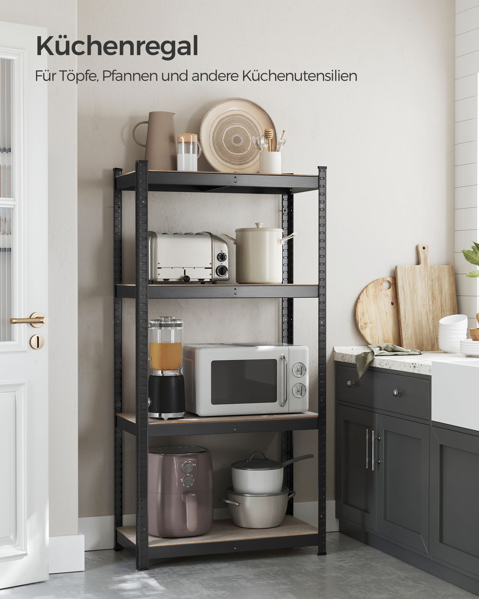 Standregal 40 x 80 x 160 cm mit 4 verstellbaren Ablagen