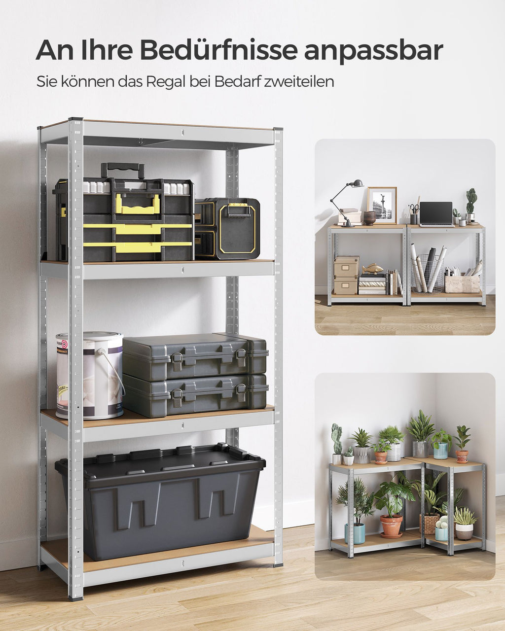 Schwerlastregal 2er Set verstellbare Ablagen silbern