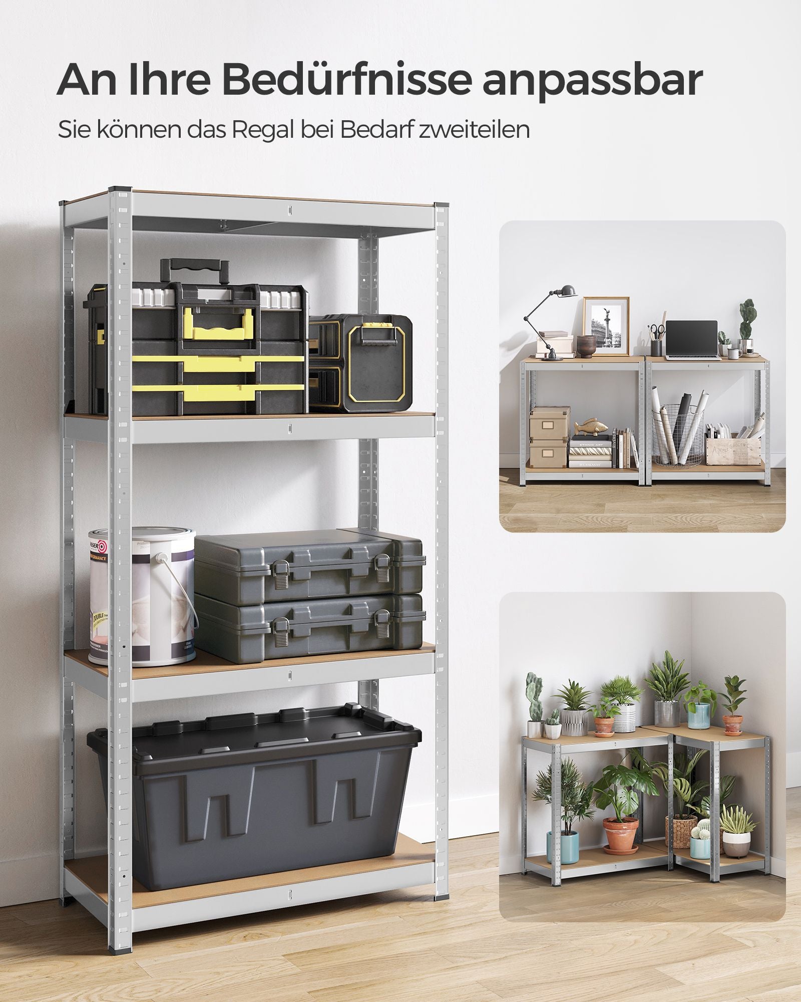 Schwerlastregal 2er Set verstellbare Ablagen silbern