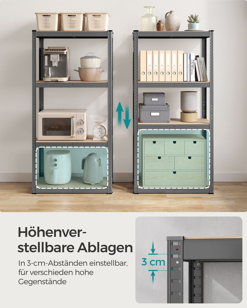 Schwerlastregal mit Stahlgestell und 4 verstellbaren Ablagen