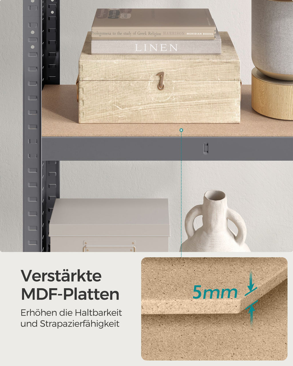 Schwerlastregal mit Stahlgestell und 4 verstellbaren Ablagen