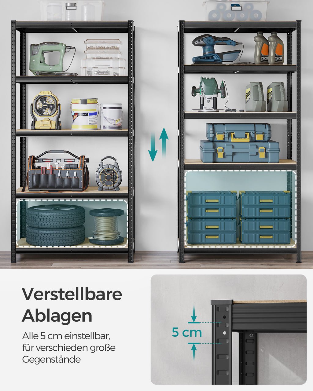 Lagerregal 200 x 100 x 50 cm schwarz