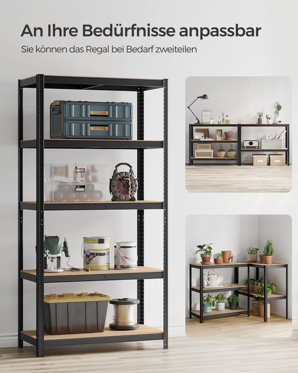 Lagerregal 200 x 100 x 50 cm schwarz