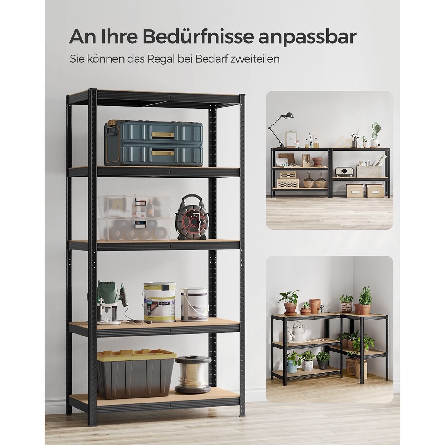 Lagerregale  2er Set, 200 x 100 x 50 cm schwarz