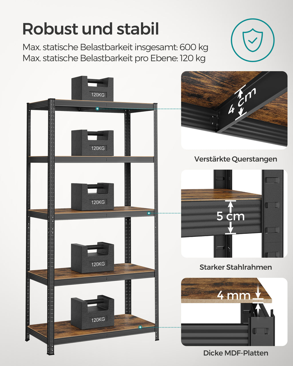 Standregal mit Metallrahmen