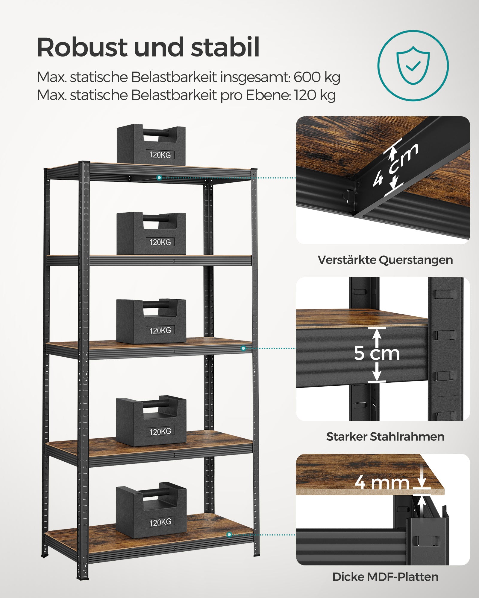 Standregal mit Metallrahmen
