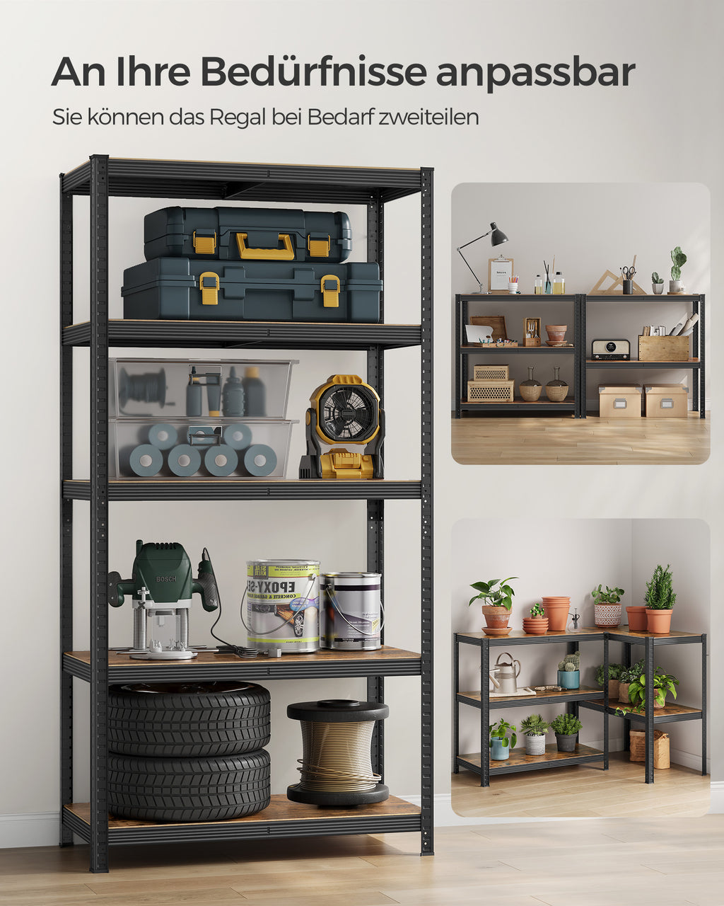 Standregal mit Metallrahmen