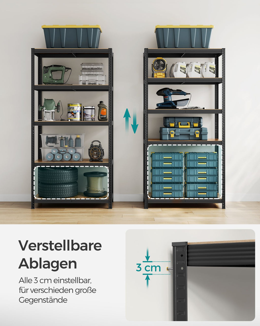 2er Set Standregal 200 cm hoch