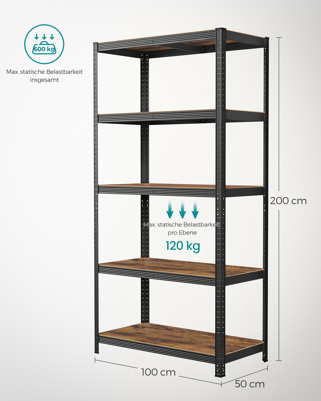 2er Set Standregal 200 cm hoch