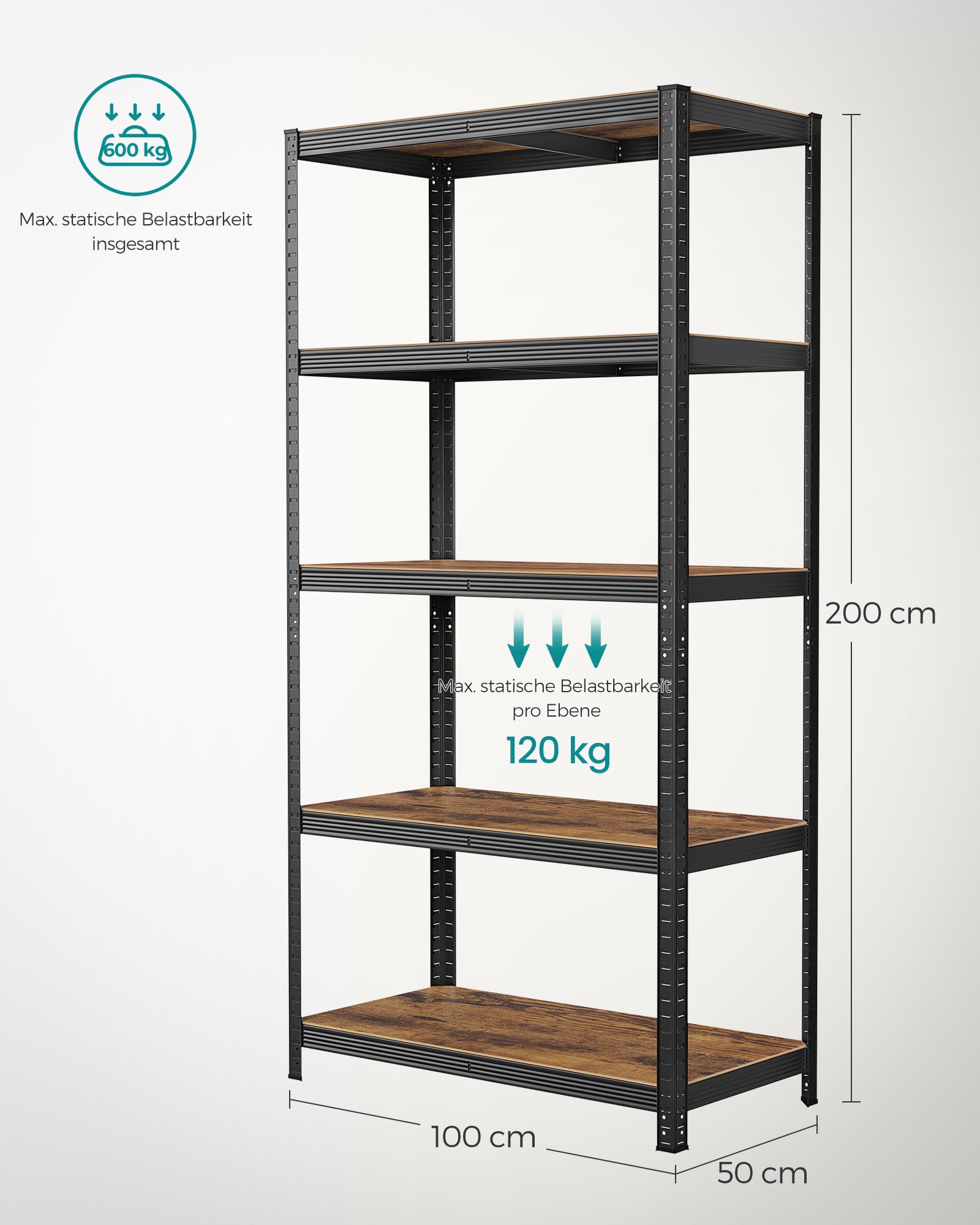 2er Set Standregal 200 cm hoch