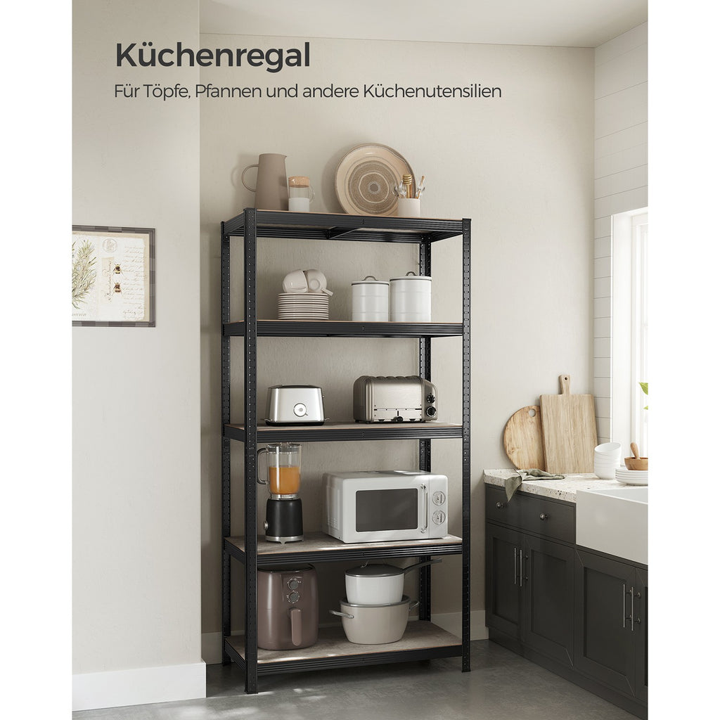Standregal verstellbar mit 5 Ablagen 50 x 100 x 200 cm Greige-schwarz