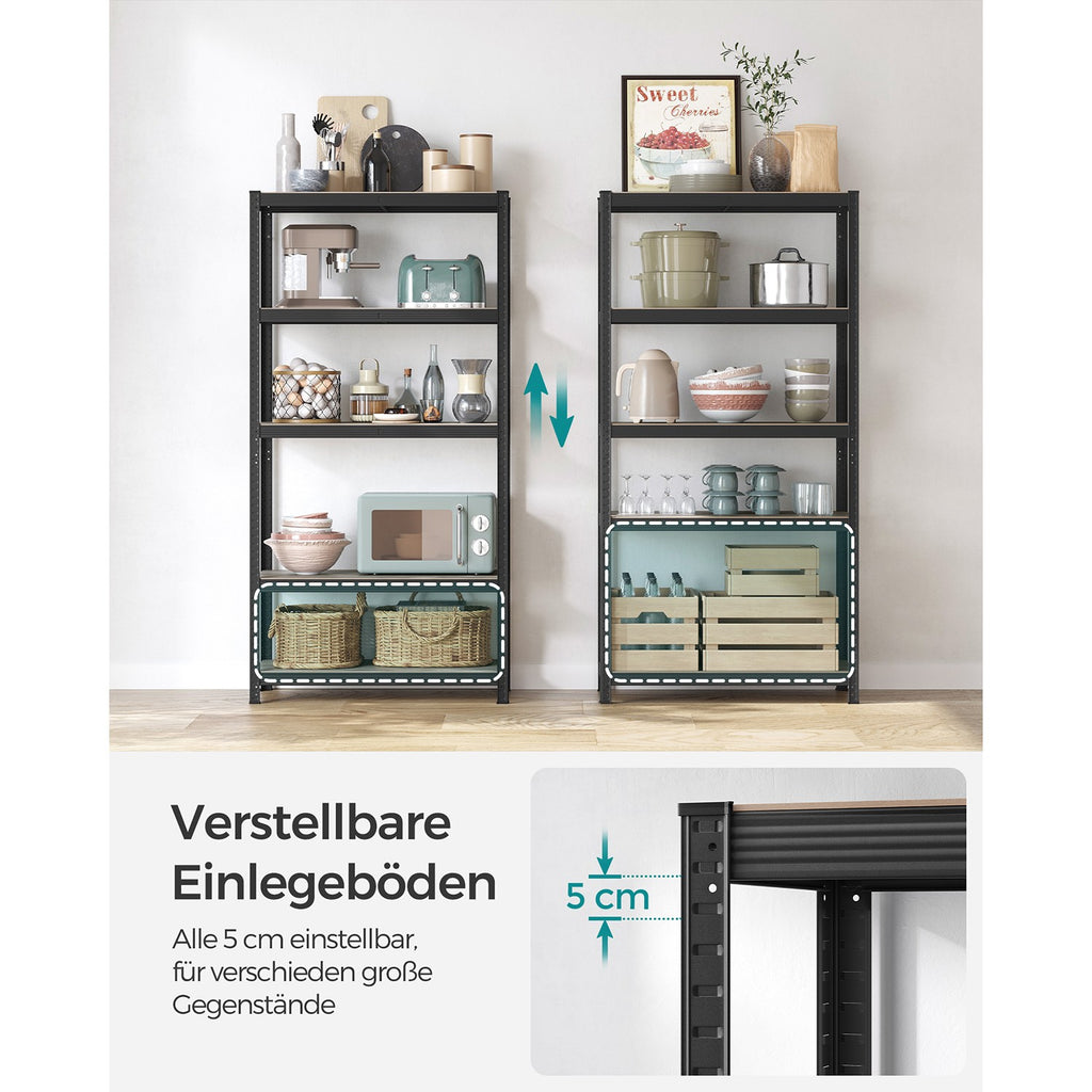 Standregal verstellbar mit 5 Ablagen 50 x 100 x 200 cm Greige-schwarz