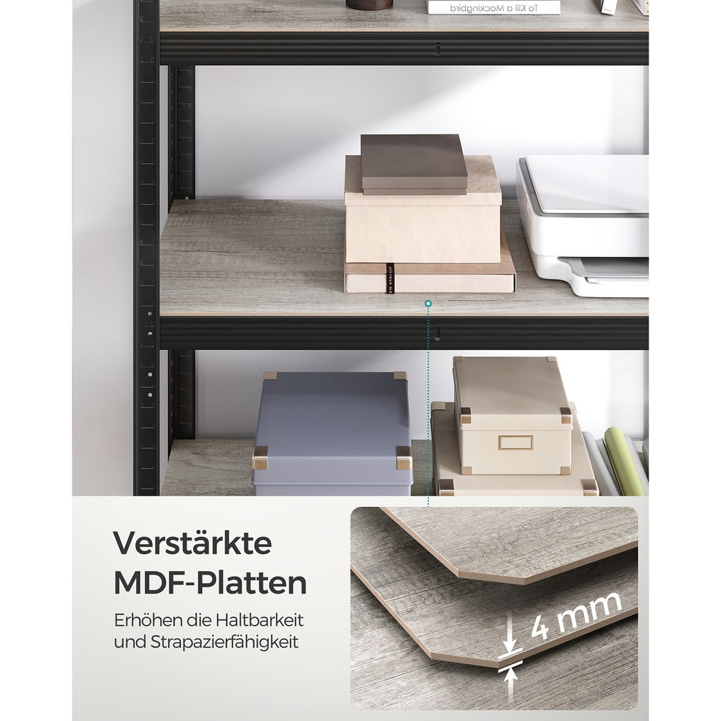 Standregal verstellbar mit 5 Ablagen 50 x 100 x 200 cm Greige-schwarz