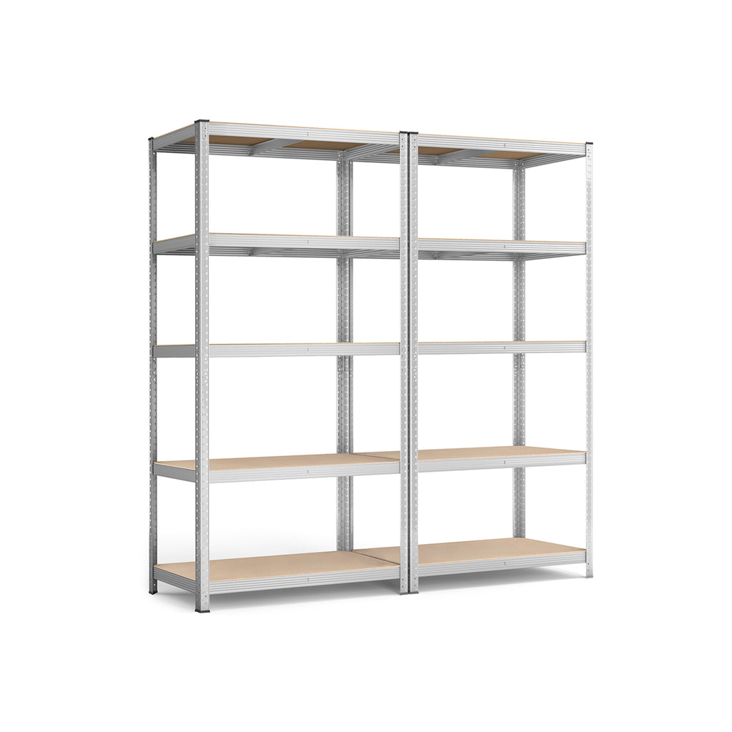 Lagerregale 2er Set, 200 x 100 x 50 cm silbern