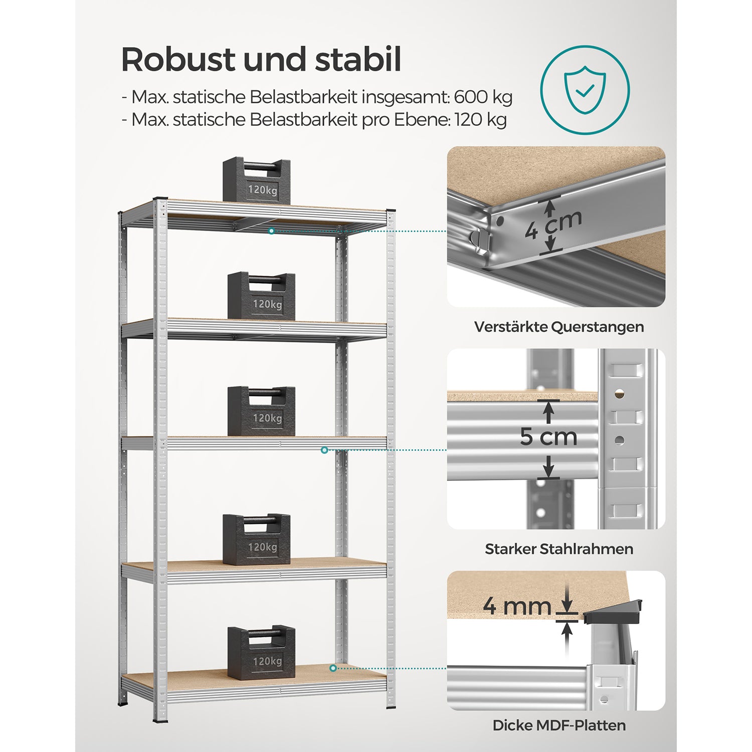 Lagerregale 2er Set, 200 x 100 x 50 cm silbern