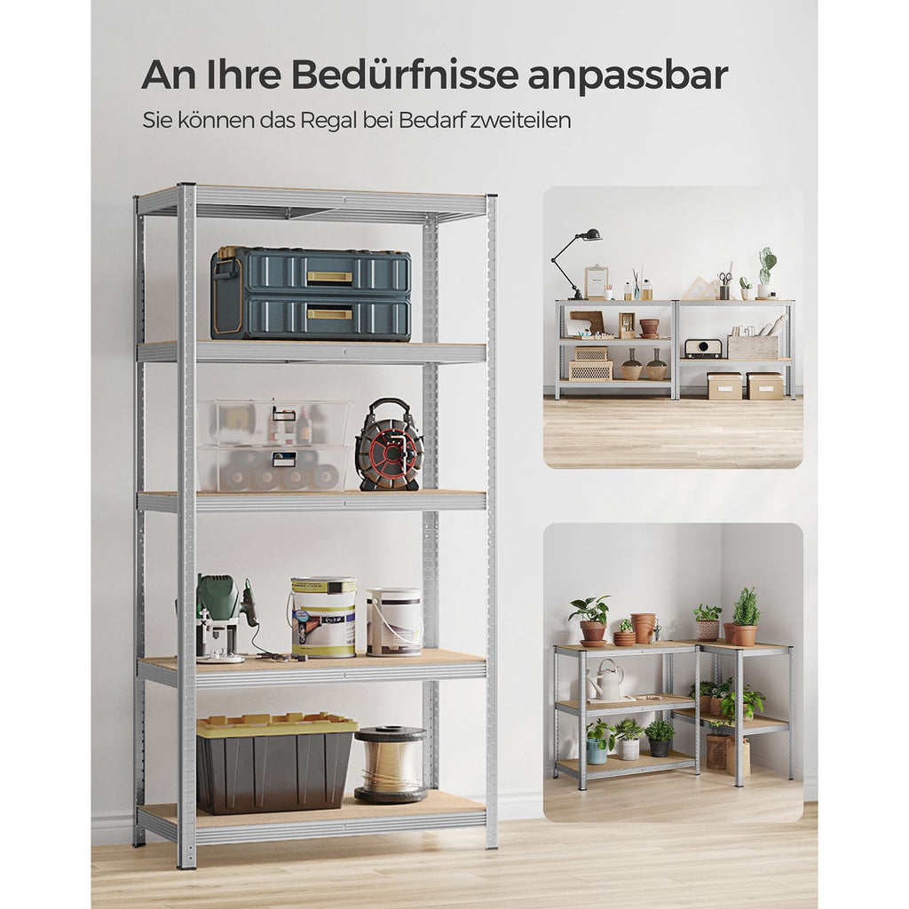 Lagerregale 2er Set, 200 x 100 x 50 cm silbern