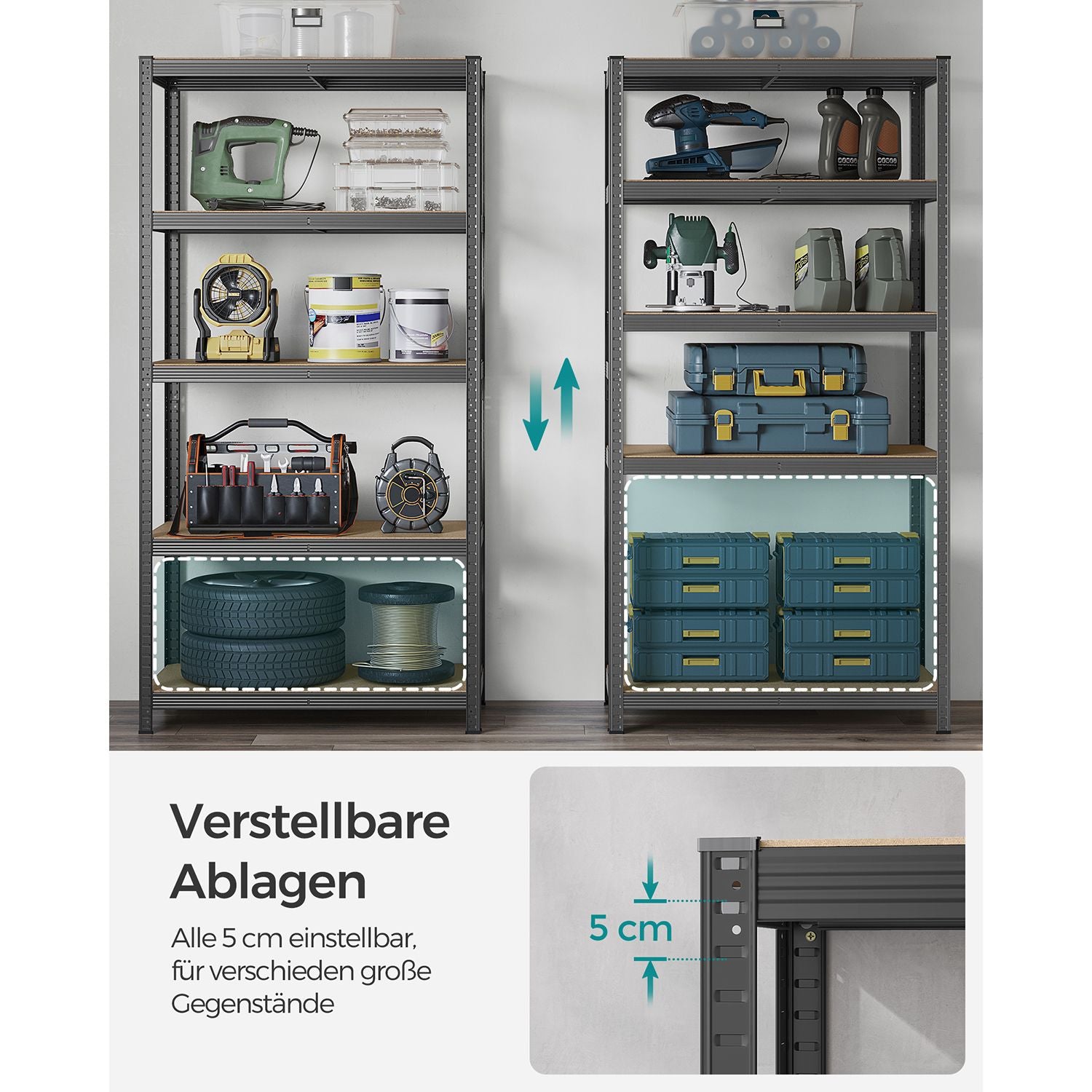 2er Set Lagerregal 200 cm hoch grau
