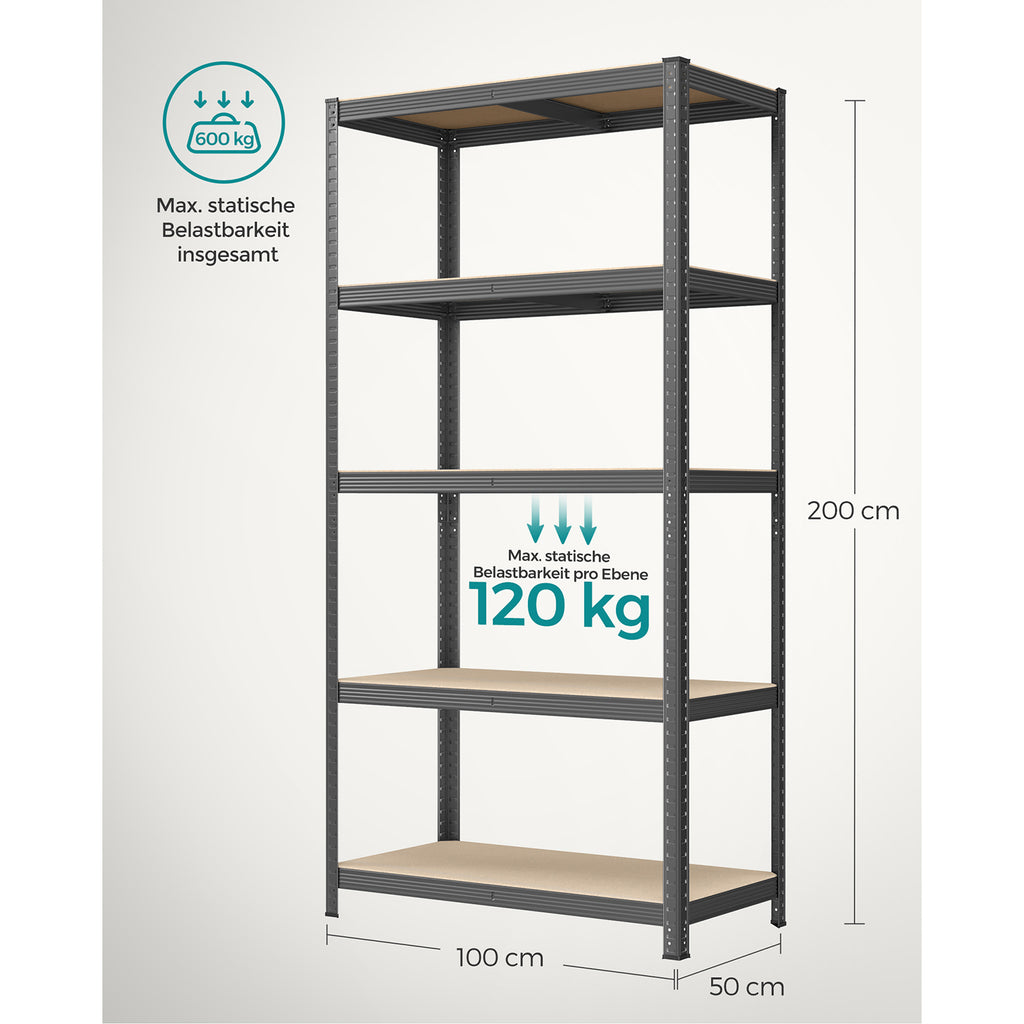 2er Set Lagerregal 200 cm hoch grau