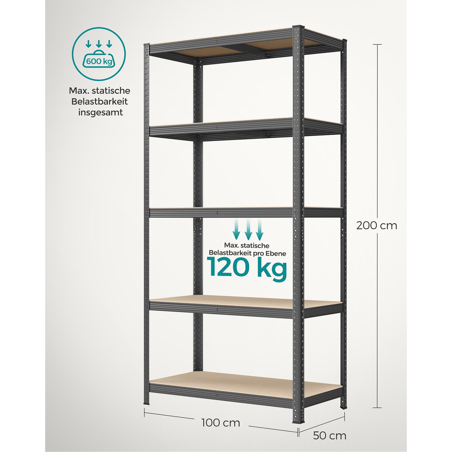 2er Set Lagerregal 200 cm hoch grau