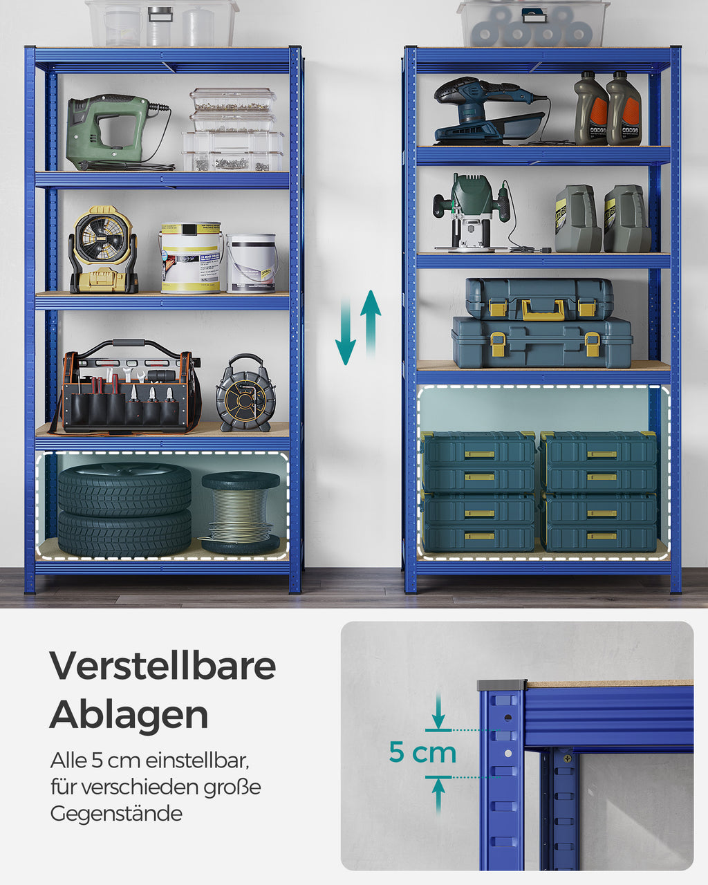 Lagerregal 200 x 100 x 50 cm blau
